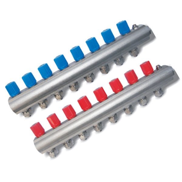 Konsan 2 Çıkışlı Kendinden Vanalı Kollektör Kırmızı