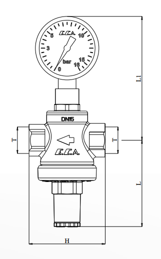 E.C.A. 3/4'' Manometreli Basınç Düşürücü Valf