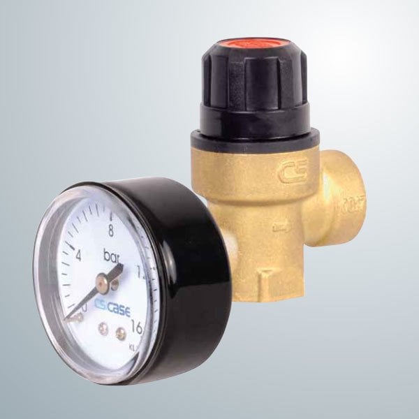 1/2'' Case Diyaframlı Emniyet Ventili İç Dişli Manometreli | Pirinç Emniyet Ventili