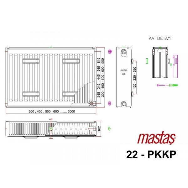 Mastaş 600x500 Klasik Panel Radyatör Solaris Modeli (PKKP Tip 22)