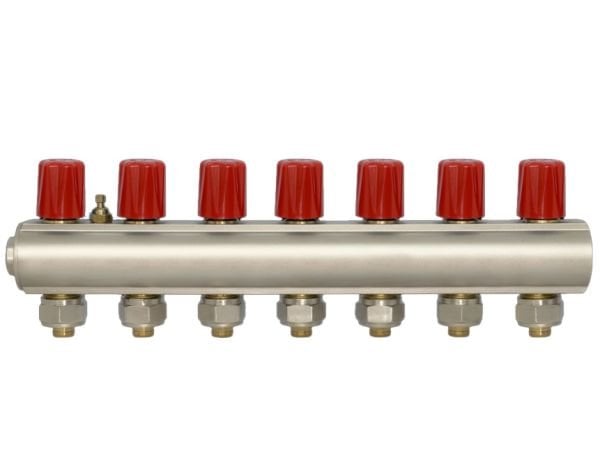 E.c.a 02- 12 Çıkışlı Debi Ayar Vanalı Kollektör  1'' -16x2 MM (Kırmızı)