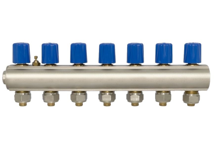 E.c.a 02- 9 Çıkışlı Debi Ayar Vanalı Kollektör  1'' -16x2 MM (Mavi)