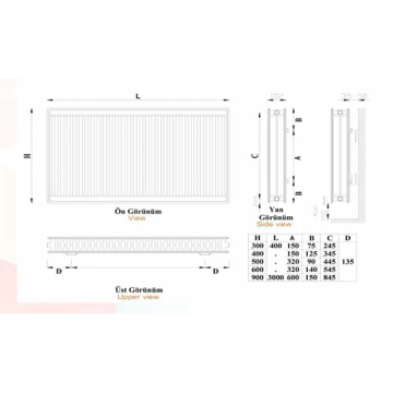 Emko 600x1500 Panel Radyatör Tip 22