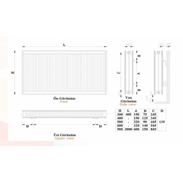 Emko 600x1600  Panel Radyatör Tip 22